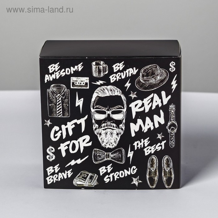 Коробка подарочная складная, упаковка, &laquo;Gift for real man&raquo;, 14 х 14 х 8 см