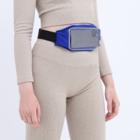 Сумка поясная на молнии, светоотражающие элементы, цвет синий