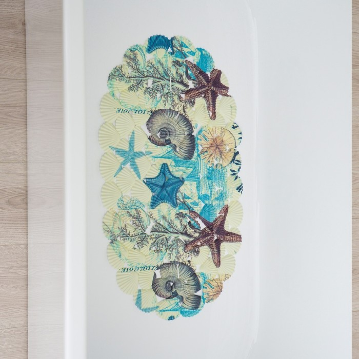 Коврик противоскользящий в ванну на присосках Доляна &laquo;Ракушки&raquo;, 39&times;65 см