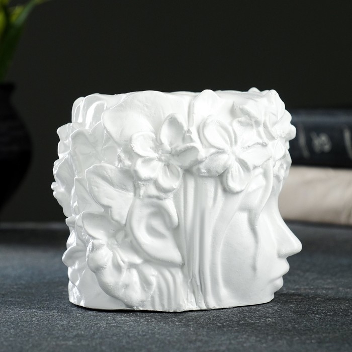 Горшок - органайзер "Лицо девушки" белый, 0,35л, 12х10х12см