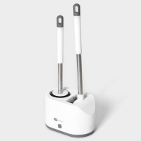 Ёршик для унитаза SAVANNA, силиконовый с щёткой, 18,9&times;12&times;40,5 см цвет белый