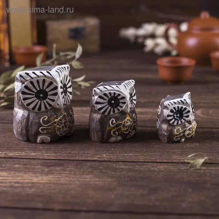 Сувенирный набор дерево "Совы с узором" 6х14х7 см