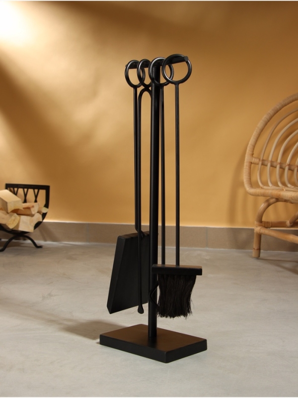 Каминный набор "Уют" сталь, 4 предмета, 20х13х60 см