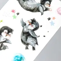 Переводная тату на тело цветная светящаяся &laquo;Енотик. Пингвины&raquo;, 6&times;10.5 см, МИКС