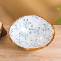 Салатник "Черепаха и цветы" дерево манго 29х29х11 см