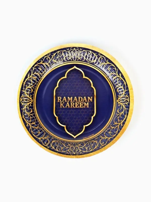 Тарелка одноразовая бумажная &laquo;Ramadan&raquo;, синяя, 18 см