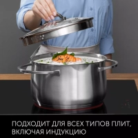 Кастрюля 6 л со стеклянной крышкой 24 см Solid-24С, индукция