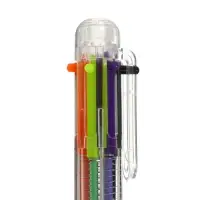 Ручка шариковая многоцветная, автоматическая, 6 цветов, корпус прозрачный