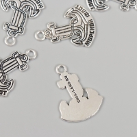 Металлический элемент, декоративная подвеска &laquo;Якорь: Морской флот&raquo; набор 5 шт 2х2,5 см