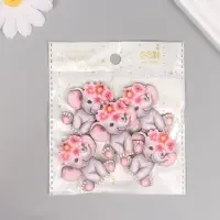 Декор для творчества дерево "Слонёнок с цветным венком" 4,1х3,5х0,3 см