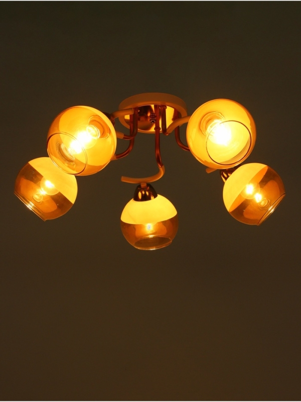 Люстра "Анден" 5хЕ27 40Вт бело-золотой 57х57х22 см