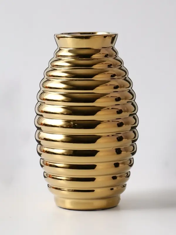 Ваза керамика настольная "Дайзи" полосы, 20х11х7 см, золото