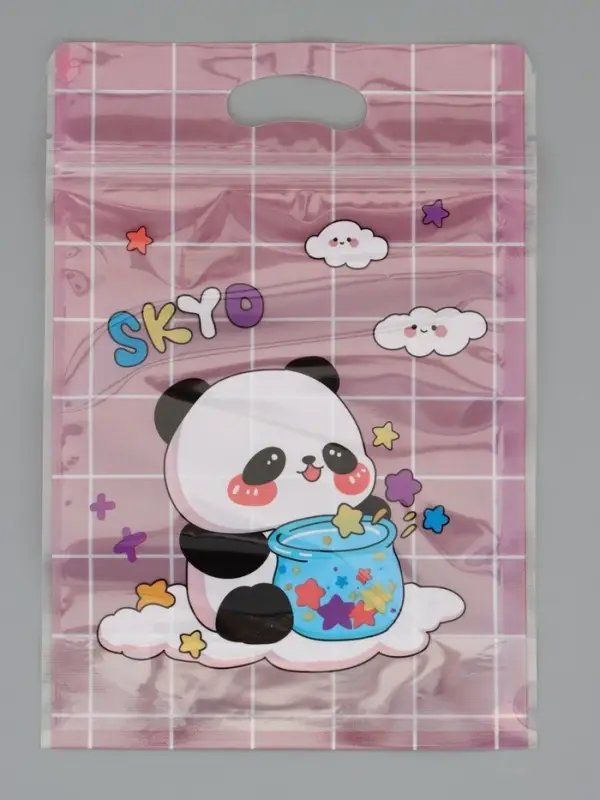 Пакет подарочный, с zip-lock застежкой, "Панда на луне", 15х23 &plusmn; 1см МИКС