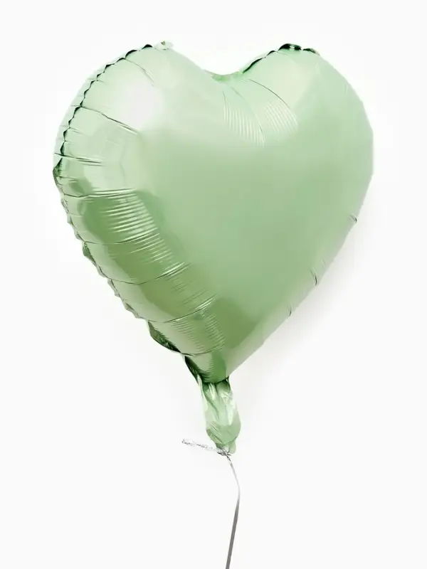 Воздушные шары фольгированные 17" "Сердце" цвет зеленый сатин, набор 5 штук