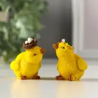 Сувенир полистоун "Цыплёнок в веночке/с гнездом" МИКС 4х3х4 см