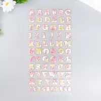 Наклейка пластик "Английский алфавит и цифры. Цветы" 31х14 см