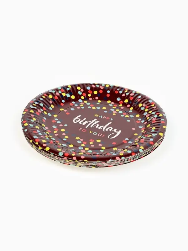Тарелка одноразовая бумажная &laquo;Happy Birthday&raquo;, конфетти, 18 см