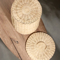 Корзина для белья с крышкой, 35х35х40 см, ротанг