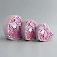 Набор коробок 3 в 1 сердца 22 х 20 х 9;  18.5 х 17 х 7.5; 16 х 14 х 6 см