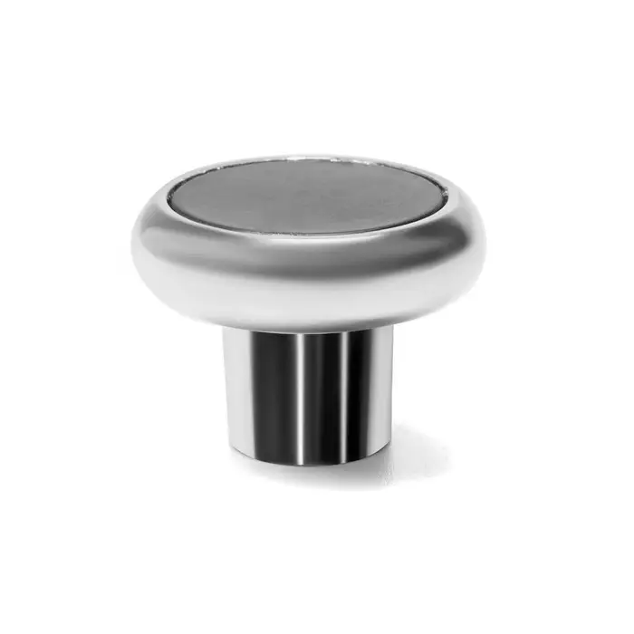 Ручка-кнопка ТУНДРА РК101, цвет хром с черной вставкой