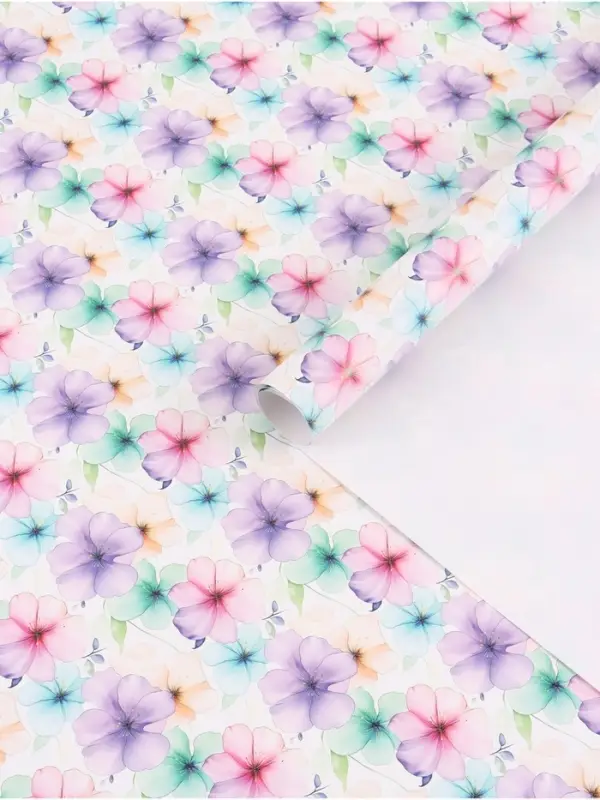 Бумага упаковочная глянцевая &laquo;Цветы&raquo;, 70 &times; 100 см