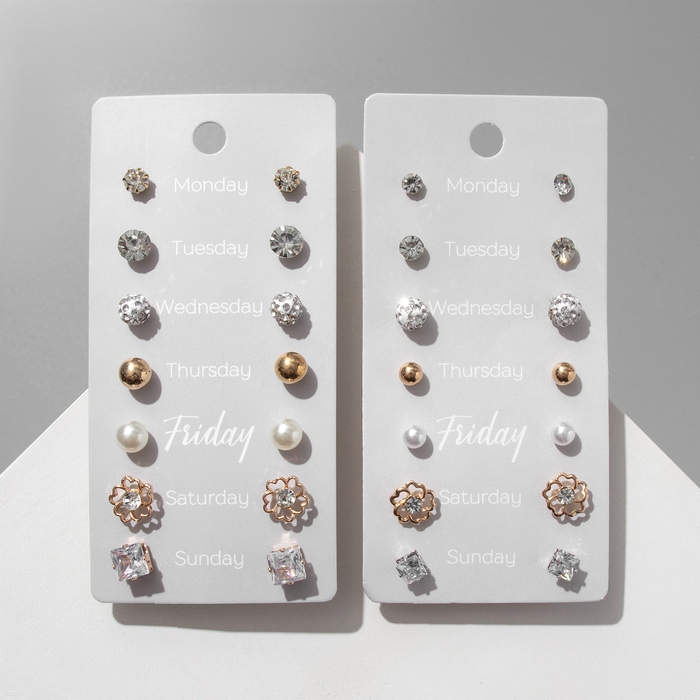 Пусеты 7 пар &laquo;На каждый день&raquo; набор вечеринка, цвет МИКС