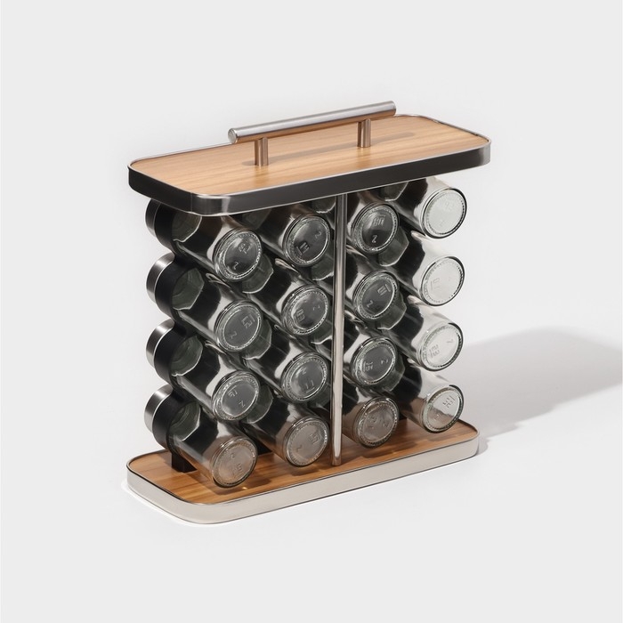 Набор стеклянных баночек для специй на подставке Magistro &laquo;Модерн&raquo;, 16 шт