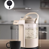 Чайник HYK-G7700 2,5л 2200Вт кремовый (стекло)