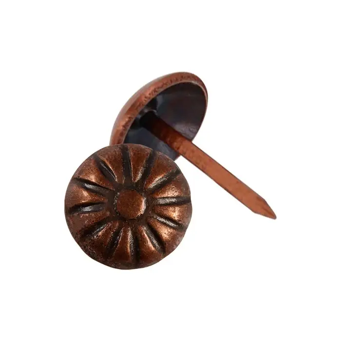 Гвозди ТУНДРА, декоративные, обивочные, фактурные, 11&times;16 мм, медь, фасовка 50 шт.