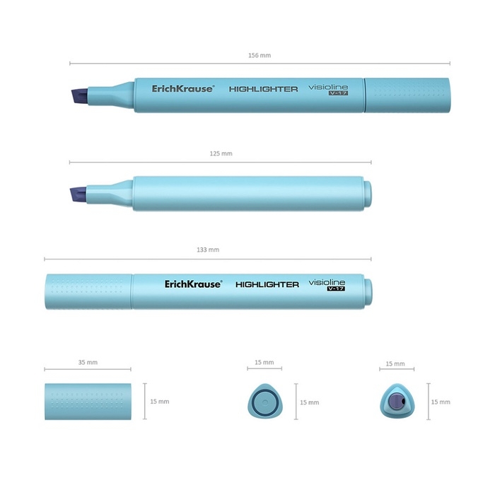Маркер текстовыделитель ErichKrause Visioline V-17 Pastel, 0.6-4.5 мм, чернила на водной основе, голубой