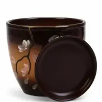 Горшок цветочный поддоном  2,5 л,  керамика, Миндаль (М)