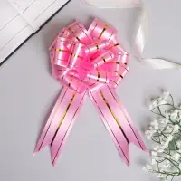 Бант - шар №4.5 три золотых полосы, ярко - розовый