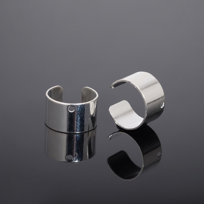 Основы для каффов 10&times;6 мм с отверстием 1 мм (набор 5 пар), цвет серебро