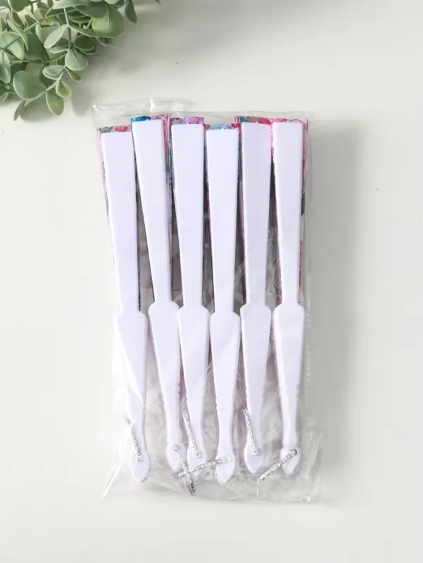 Веер пластик, текстиль "Цветочный" МИКС широкие лопасти 23 см