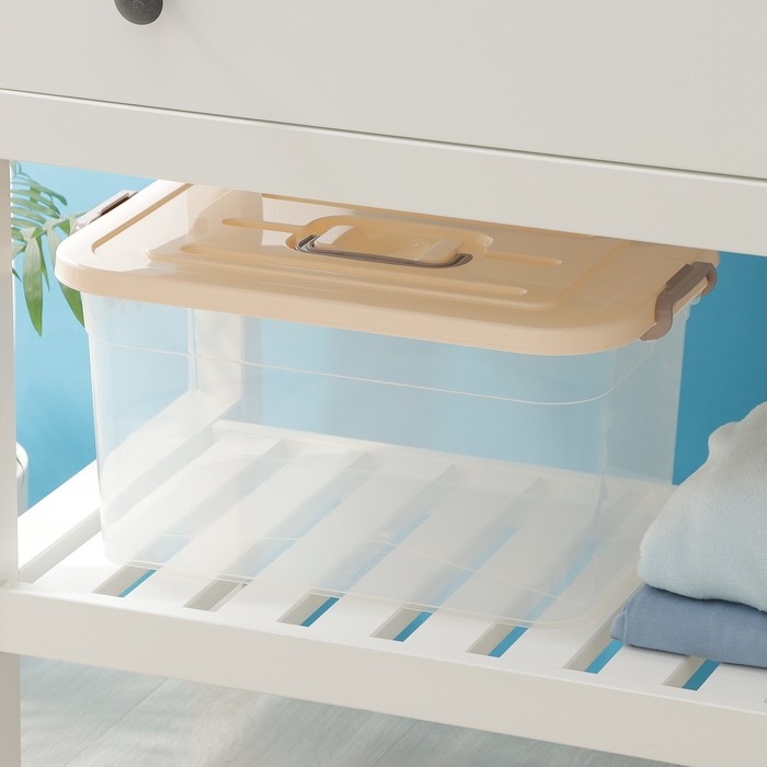 Контейнер для хранения с крышкой Доляна, 15 л, 41,5&times;27&times;22 см, цвет бежевый