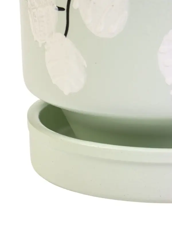 Горшок цветочный с поддоном 0,9 л, керамика "Листья" (М)