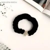 Резинка для волос &laquo;Блестящая сказка&raquo;, бархат звезда, 7 см, чёрный