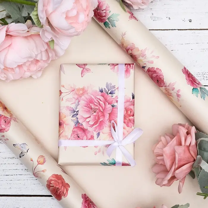 Бумага упаковочная, крафт белый &laquo;Цветочный образ&raquo;, 40&times;60 см