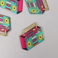 Декор для творчества акрил двусторонний "Магнитофон" 4,1х3х0,2 см