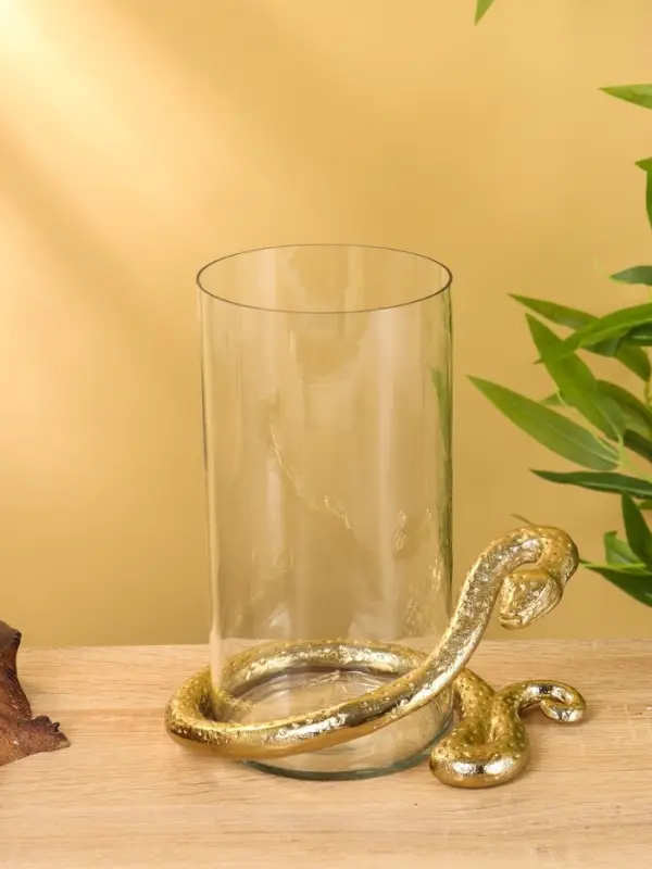 Подсвечник "Золотой полоз" алюминий 21х20х15,5 см