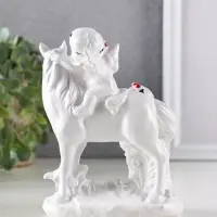 Фигура "Ангел на лошади" 13,5х10х6,5 см, цв. белый