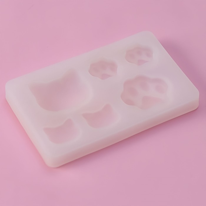 Молд Доляна &laquo;Котик&raquo;, силикон, 7,7&times;5&times;0,7 см, 6 ячеек, цвет прозрачный