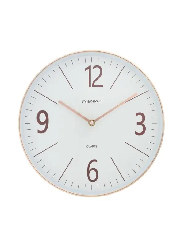 Часы настенные ENERGY ЕС-158, интерьерные, d-29.3 см, кварцевые, белые с золотым