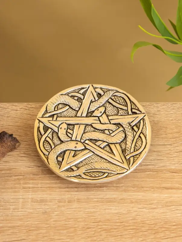 Подставка под благовония "Пентакль и Змеи" алюминий 10,5 см