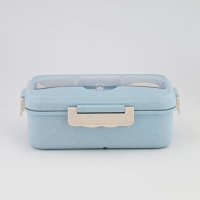 Ланч бокс, в школу, контейнер для еды, 800 мл, с приборами, 12 х 7.6 х 20 см, голубой