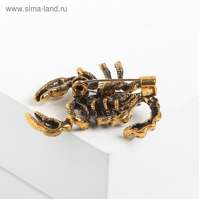 Брошь &laquo;Скорпион&raquo;, цвет чёрный в чернёном золоте