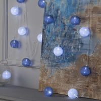 Гирлянда &laquo;Нить&raquo; 5 м с насадками &laquo;Клубки снежные&raquo;, IP20, прозрачная нить, 20 LED, свечение белое, 220 В