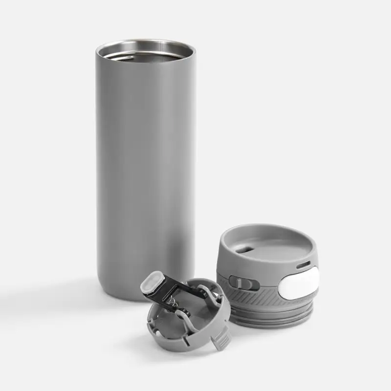 Термостакан X1 с цветной кнопкой, серый с белым