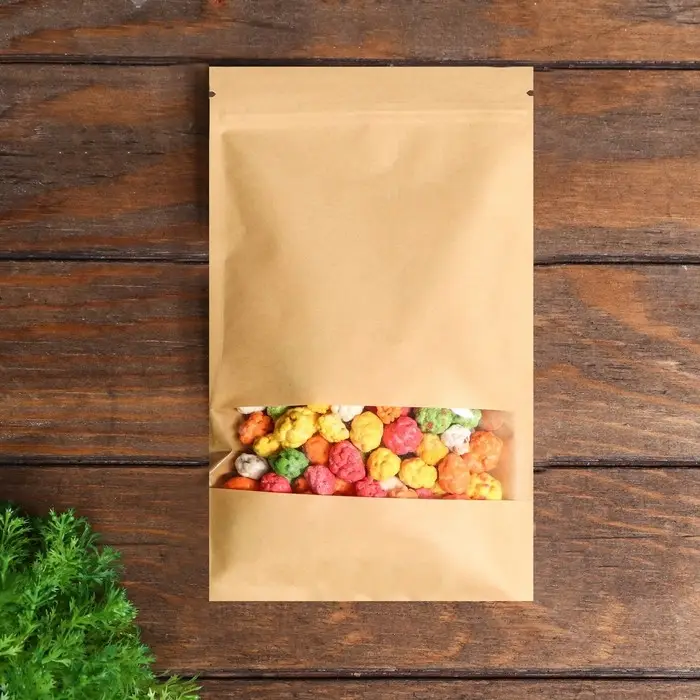 Пакет Zip - lock Крафт с прямоугольным окном, плоский, 16&times;26 см