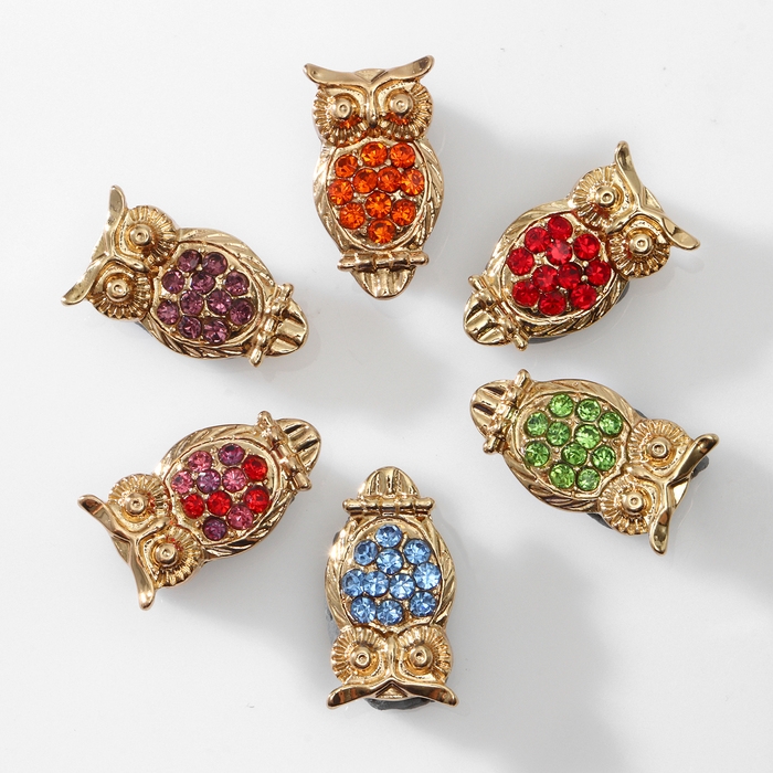 Брошь &laquo;Сова&raquo; мини, цвет МИКС (неделимая фасовка 12 шт., цена за шт.)